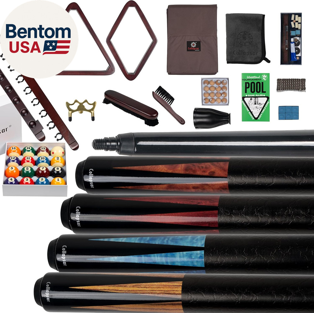 Pool Table Accessories Kit, Premium Pool Stick & Retractable Cue Bridge, Billiar