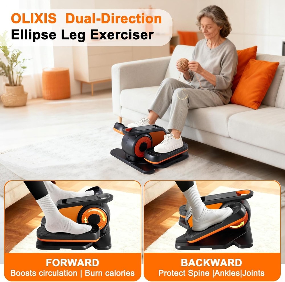 Under-Desk Elliptical Machine–Compact & Quiet Mini Pedal Exerciser W/ Adjustable