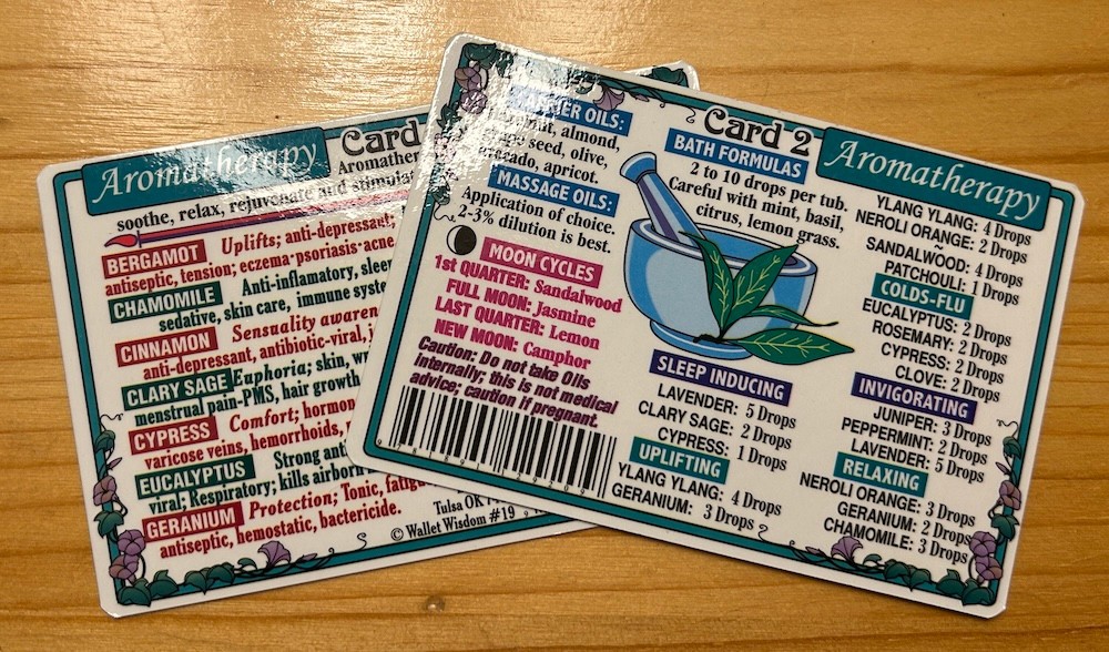 Aromatherapy Wallet Cards #1 and #2!