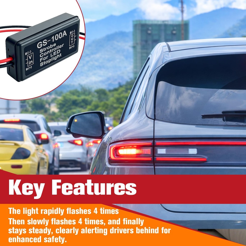 Podoy GS-100A Flash Strobe Controller Flasher Module for LED Brake
