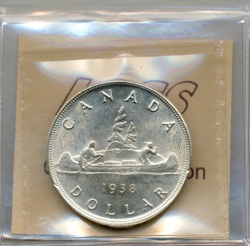 1938 Canada Silver Dollar - Choice Uncirculated, ICCS MS 63