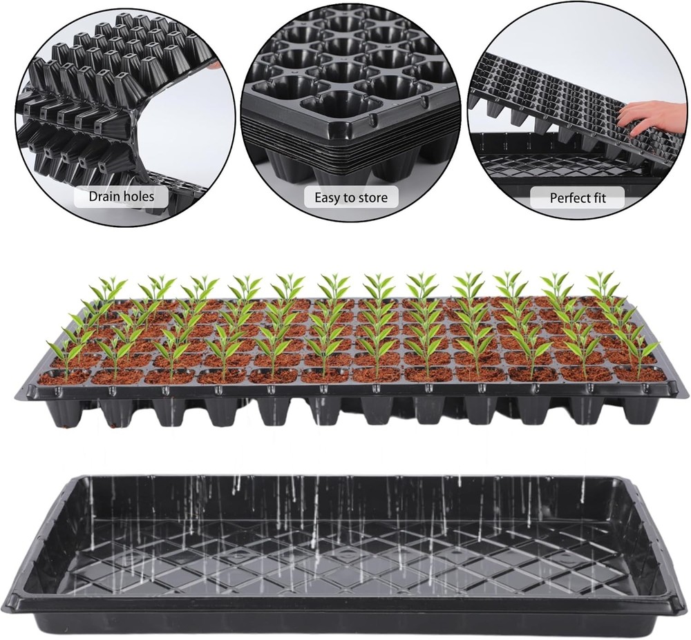 20Pack 72-Cell Seed Starter Trays W/ Dibber 10 Pack Nursery Starting W/ Base