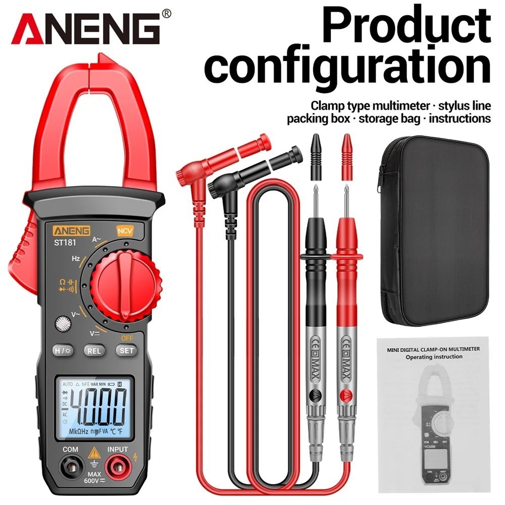 ANENG ST181 Digital Multimeter Clamp Meter AC Current Voltage Continuity Tester