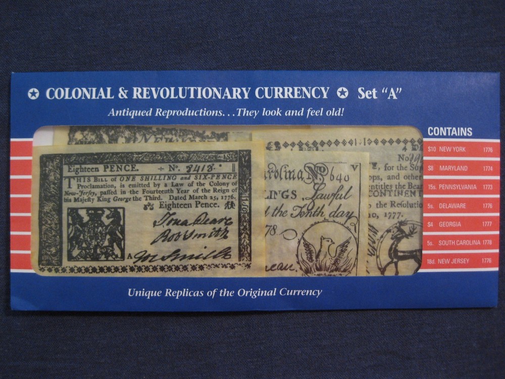 U.S. Colonial & Revolutionary Banknote set  Historical documents  NICE 7 notes