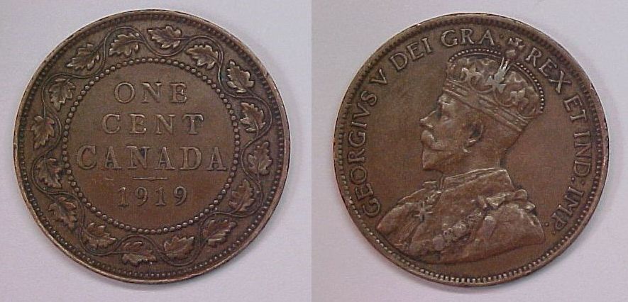 1919 Canadian Large Cent XF Extremely Fine