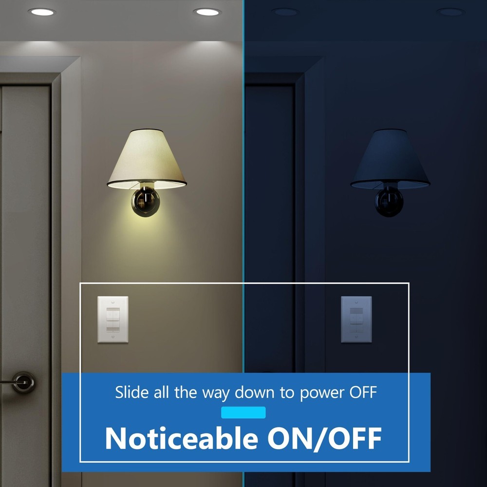 Combination Dual Dimmer Light Switch Control, 2 Sliding Light Controls, Single P