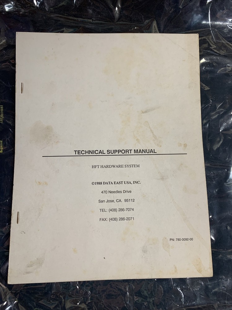 Original Data East HFT hardware system,￼arcade video game manual