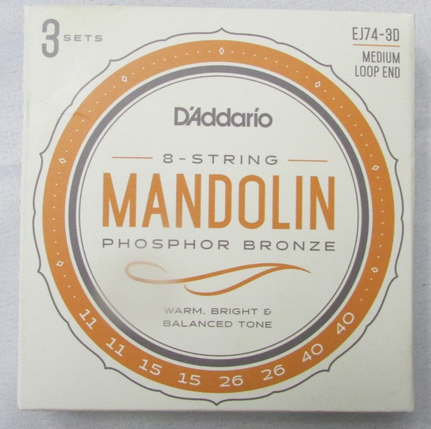 3-PACK OF D'ADDARIO EJ74 PHOSPHOR BRONZE MEDIUM MANDOLIN STRINGS