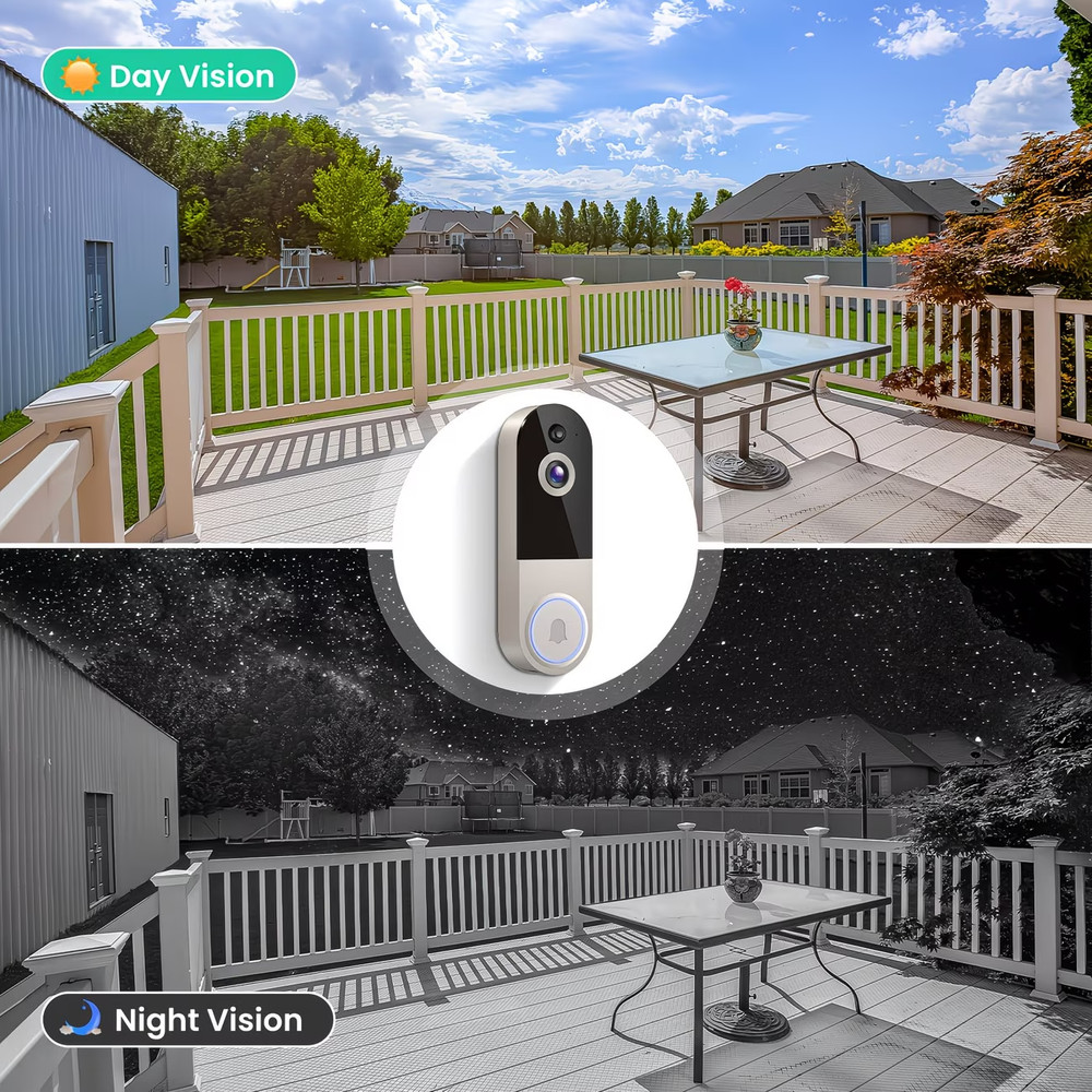 2K Wireless Doorbell Camera | Wall-mounted, AI Human Detection, Real-time Monito