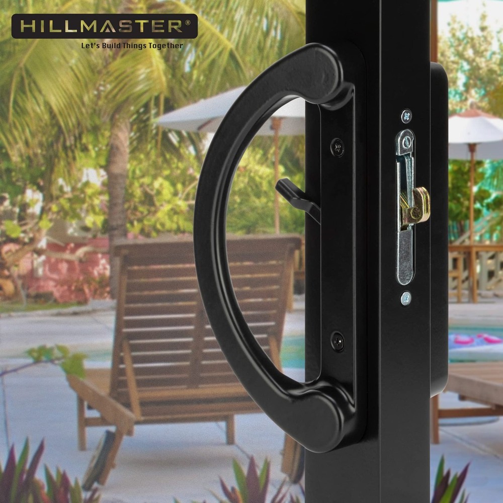 HILLMASTER Patio Door Handle Set with + Mortise Lock, Black