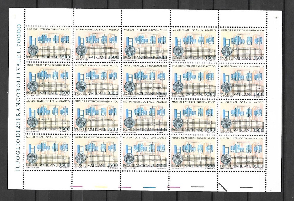 FS237 Vatican 1987 Philatelic/Numismatic Museum Full Sheets MNH