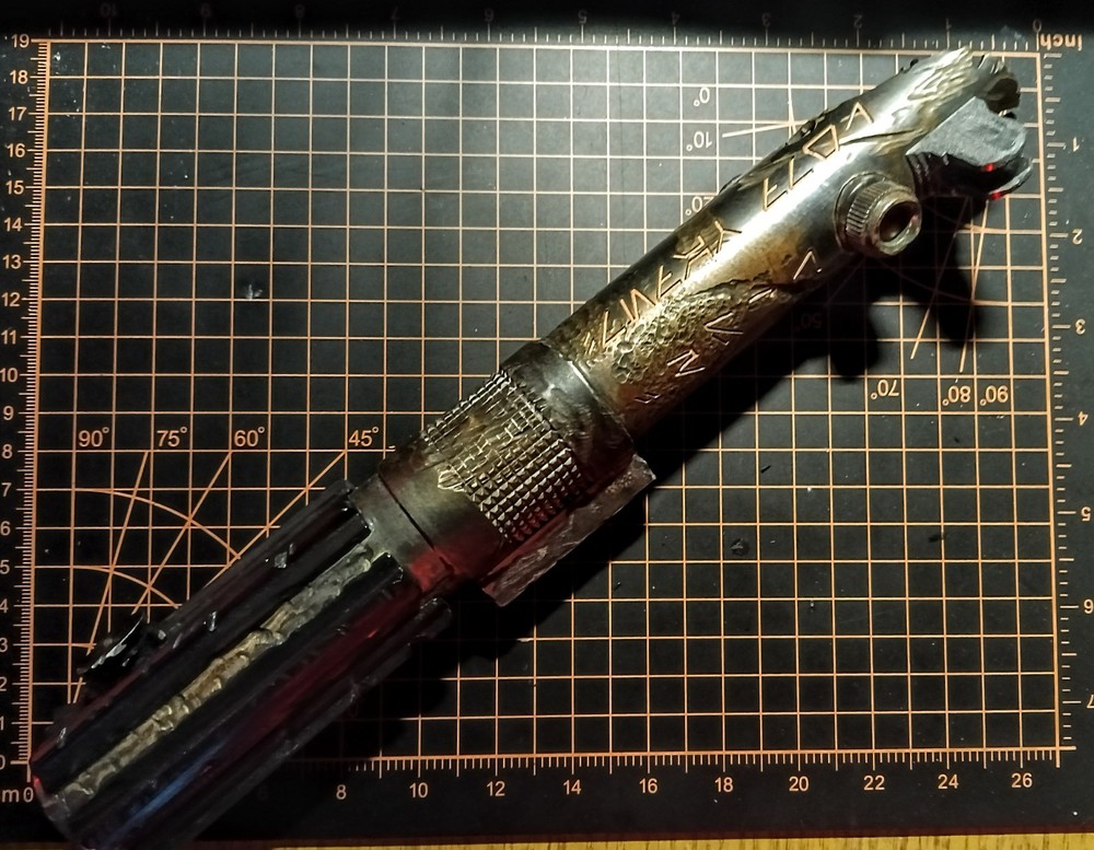 Empty Custom Weathered (Mustafar Inspired) Seven Chambers Aniflex Lightsaber