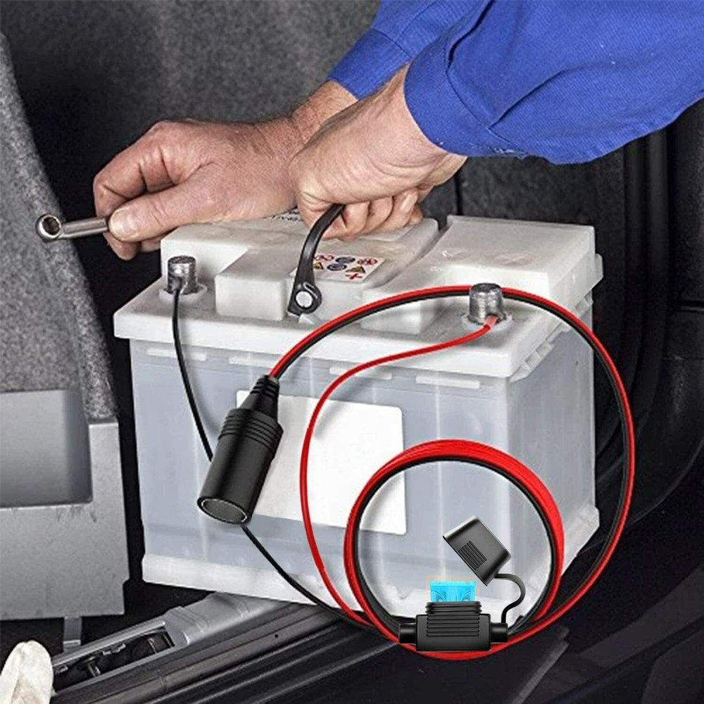 Nilight Female Cigarette Lighter Outlet 3Ft + Eyelet Terminal Plug & Blade Fuse