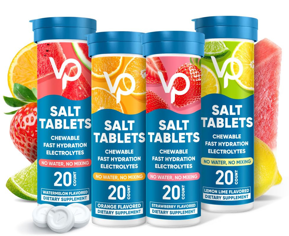 Chewable Electrolyte Tablets, 80 Count Fast-Dissolve Sugar-Free Stick Salt Table