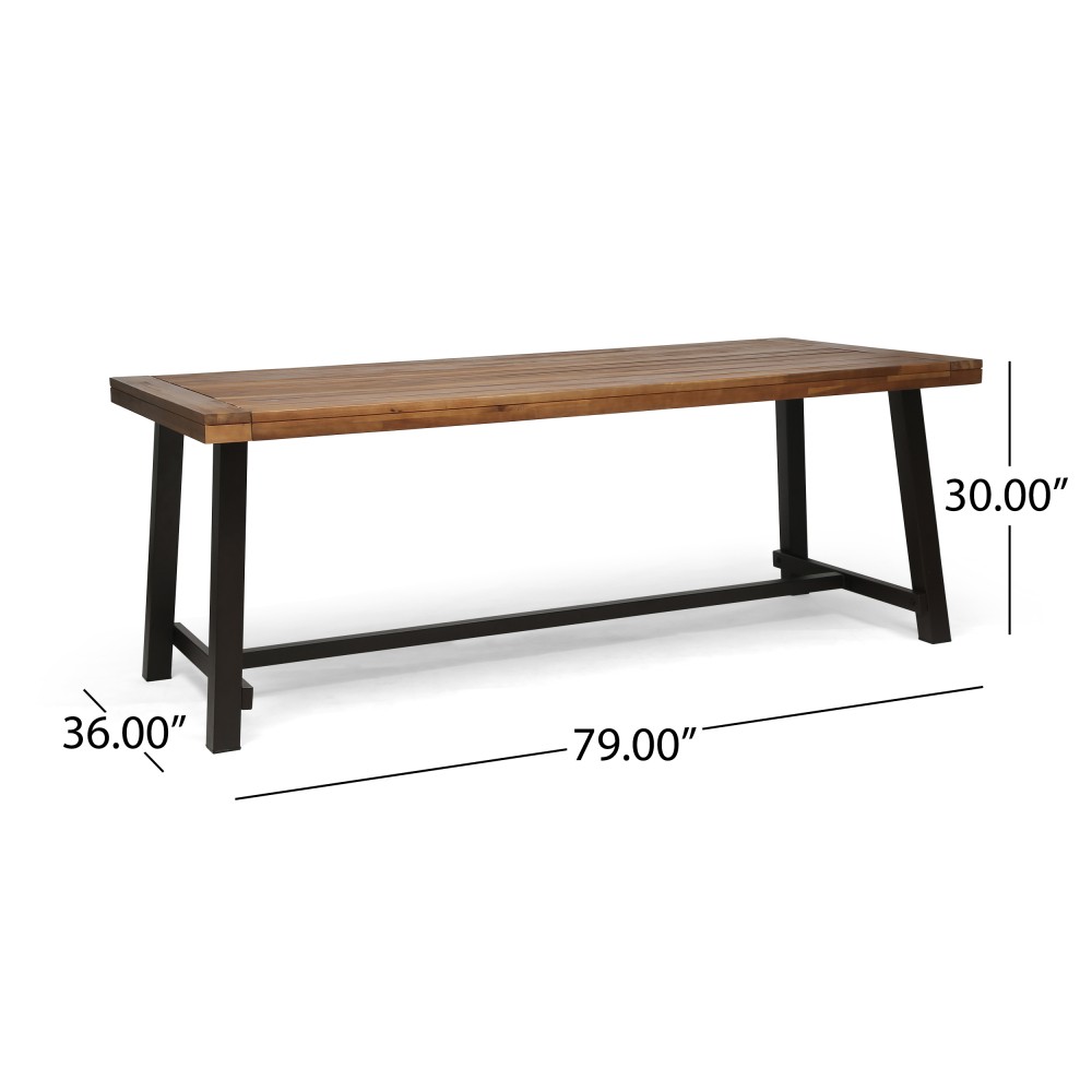 Outdoor Patio Dining Table 8-Seat Weatherproof Teak Wood Rectangular BBQ