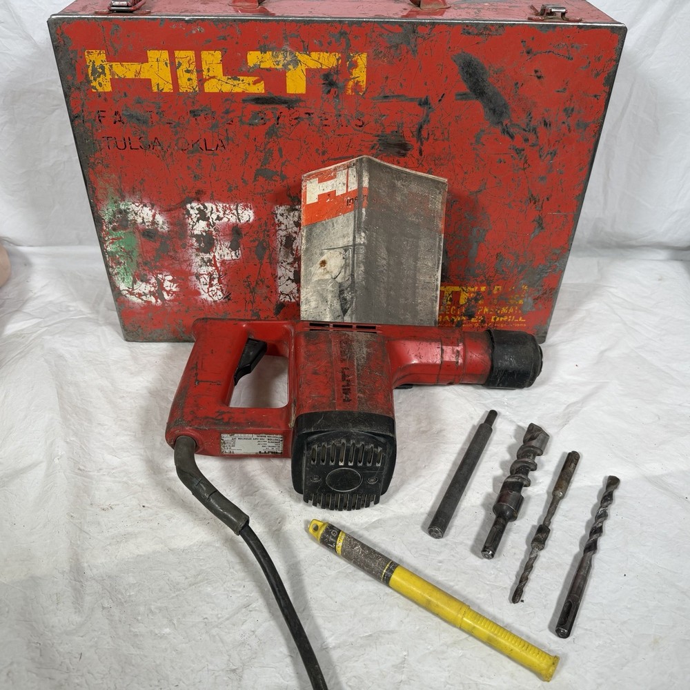 HILTI HAMMER DRILL MODEL TE 12 W/ HARD CARRYING CASE AND DRILL BITS Working