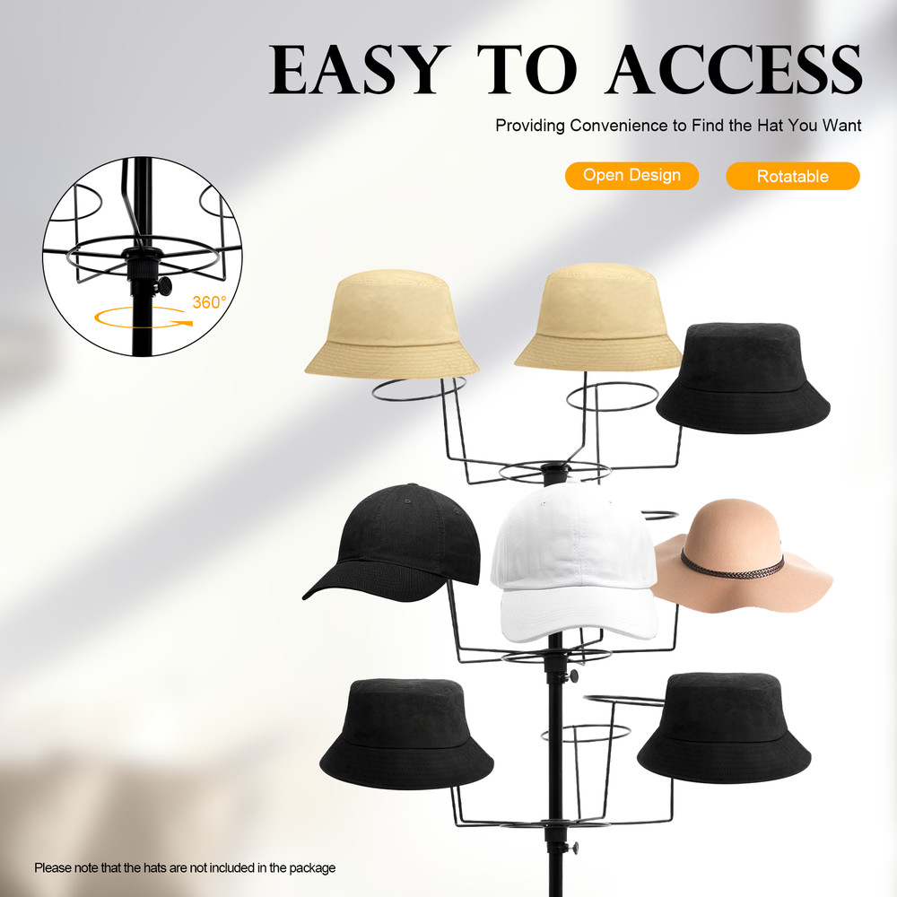 7 Layers 35 Hooks Rotating Display Stand Hat Rack Shop Display Spin Rack NEW