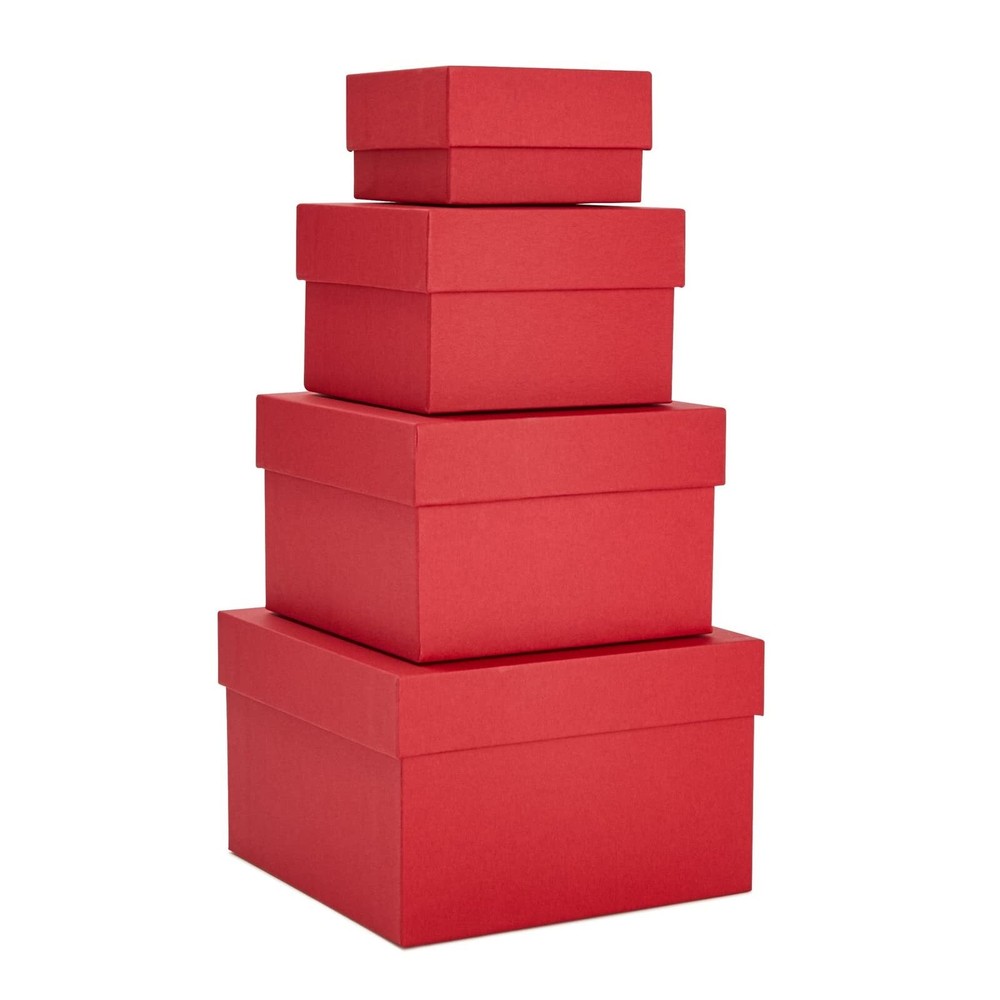 4 Pack Square Nesting Gift Boxes Decorative Boxes with Lids in 4 Assorted Siz...
