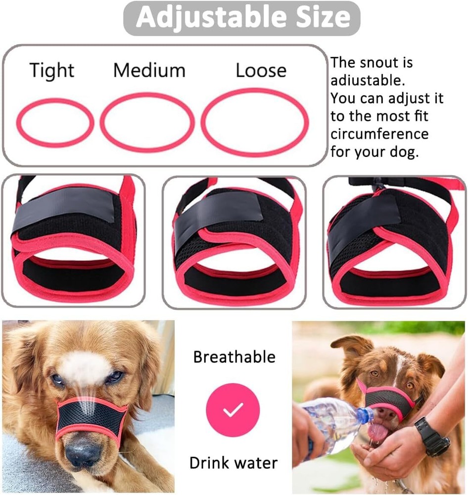 Dog Muzzle Anti Biting Barking and Chewing with Comfortable Mesh Soft Fabric ...