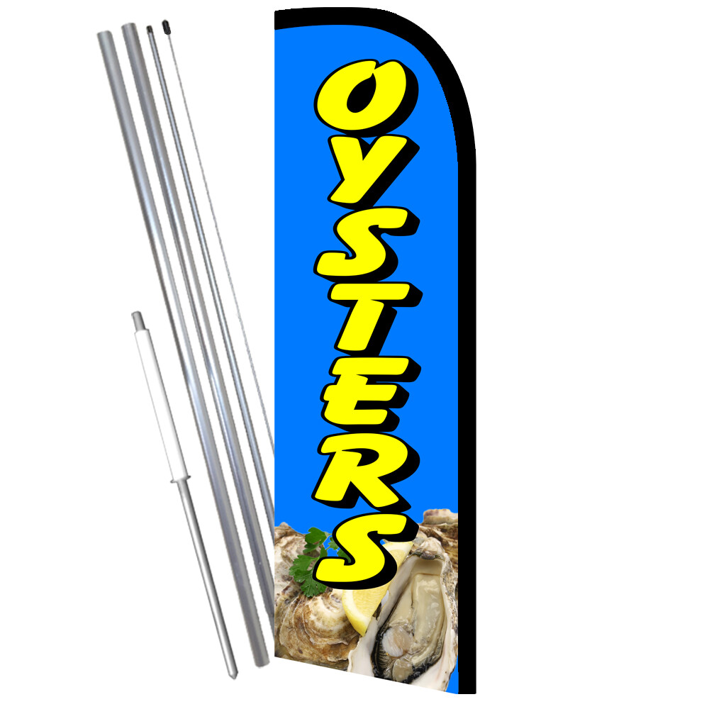 OYSTERS Premium Windless  Feather Flag Bundle (Complete Kit) OR Optional Replace