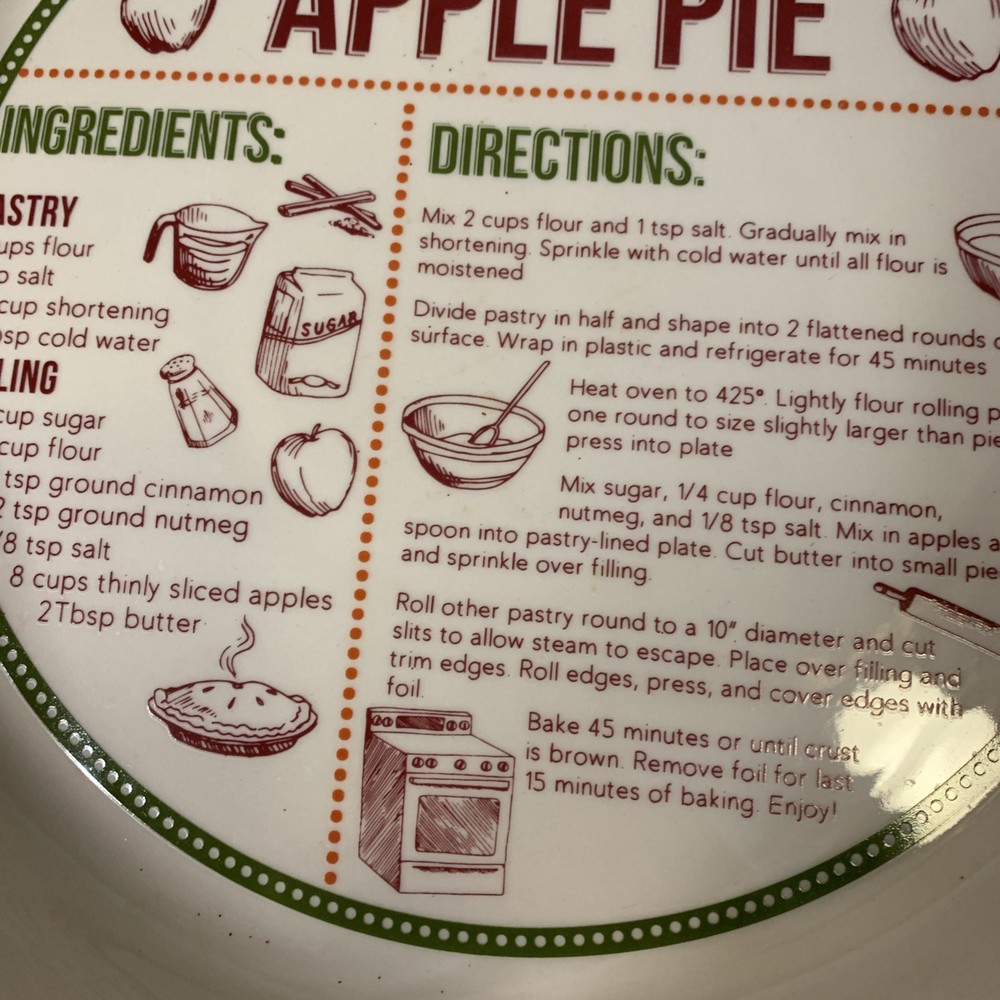 Dei Stoneware Recipe Pie Plate 11” EUC Item#939