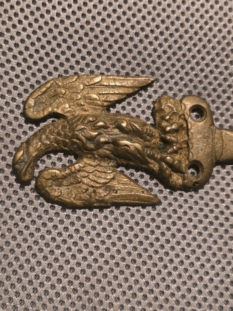 Antique Brass Eagle Hook Hanger Spread Winged Figural Architectural Hardware