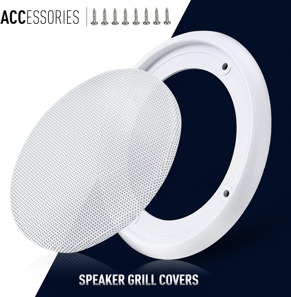 Facmogu 2PCS 8In White Ceiling Speaker Covers, Surface Mount Speaker Grill Mesh