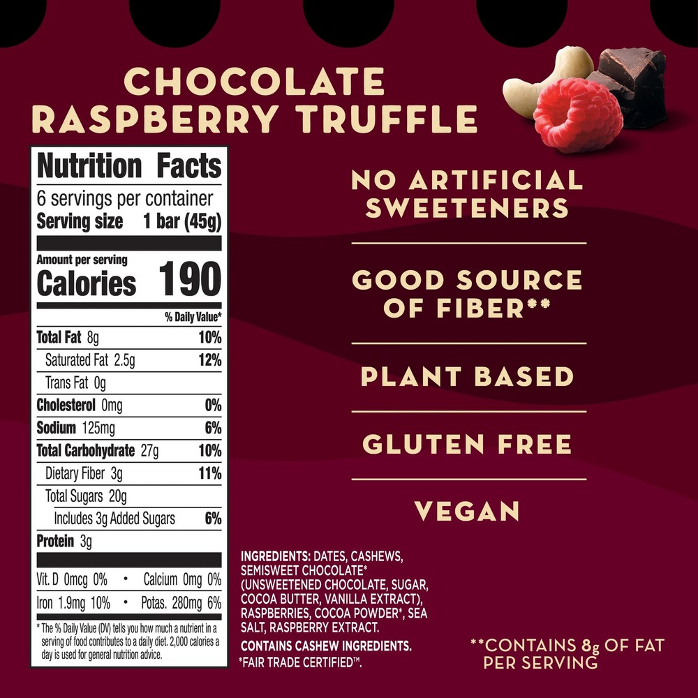 6 Pack Chocolate Raspberry Nut Bar Vegan