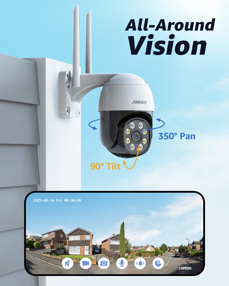 ANNKE 4MP Wireless PTZ Security Camera Auto Tracking Two Way Audio Color Night