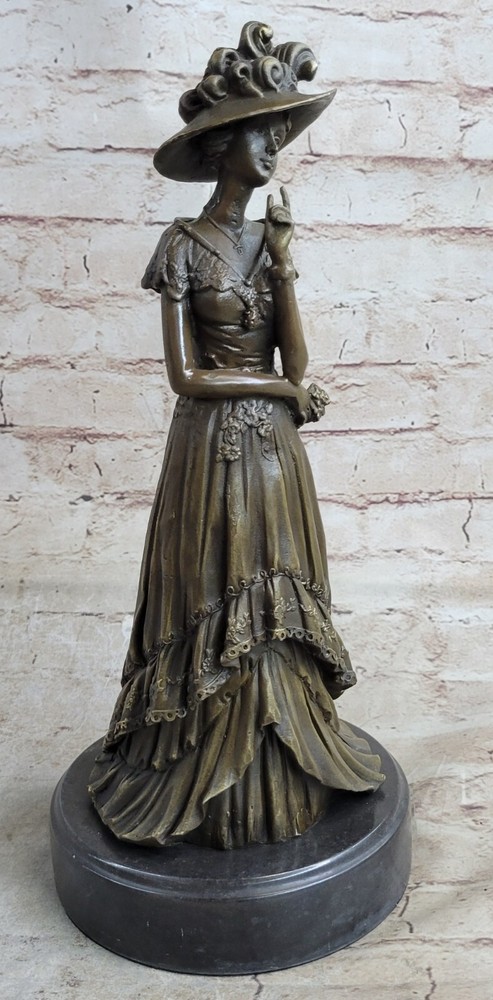 Signed Vitaleh Seductive Flapper Actress Bronze Sculpture Marble Lost Wax Method