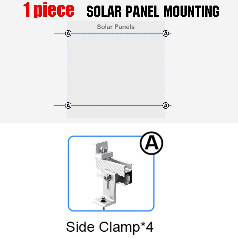 Roof Adjustable Solar Panel Mounting Mount Brackets Kit System Mid End Clamp Set