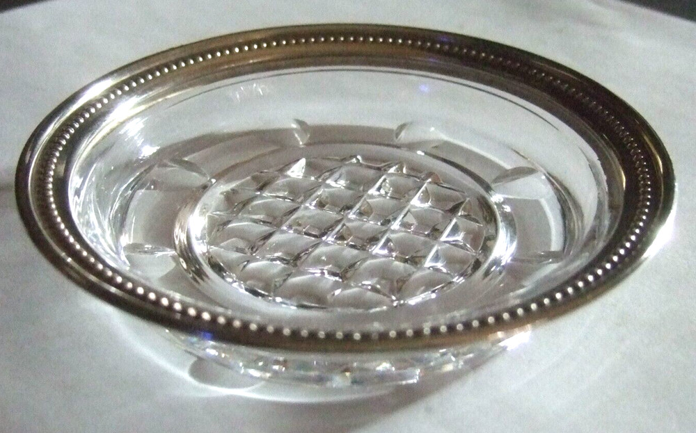 Sterling Rimmed Ashtray Coaster Marked Sterling