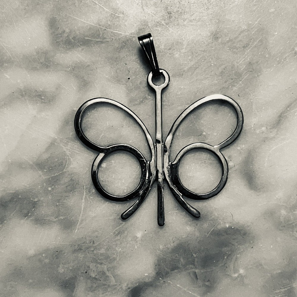 Vintage Butterfly Pendant Minimalist Silver