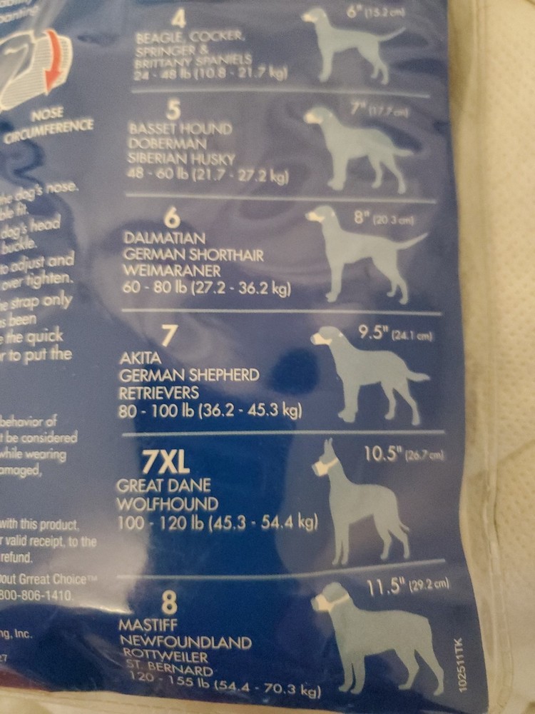 Grreat Choice Adjustable Mesh Muzzle Size 7 X-Large Great Choice NIP