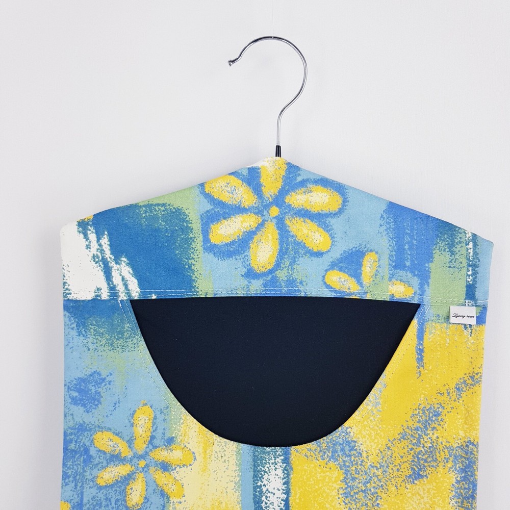 Peg Bag Handmade Blue Yellow Mixed Print Lined Laundry Clothes Peg Holder