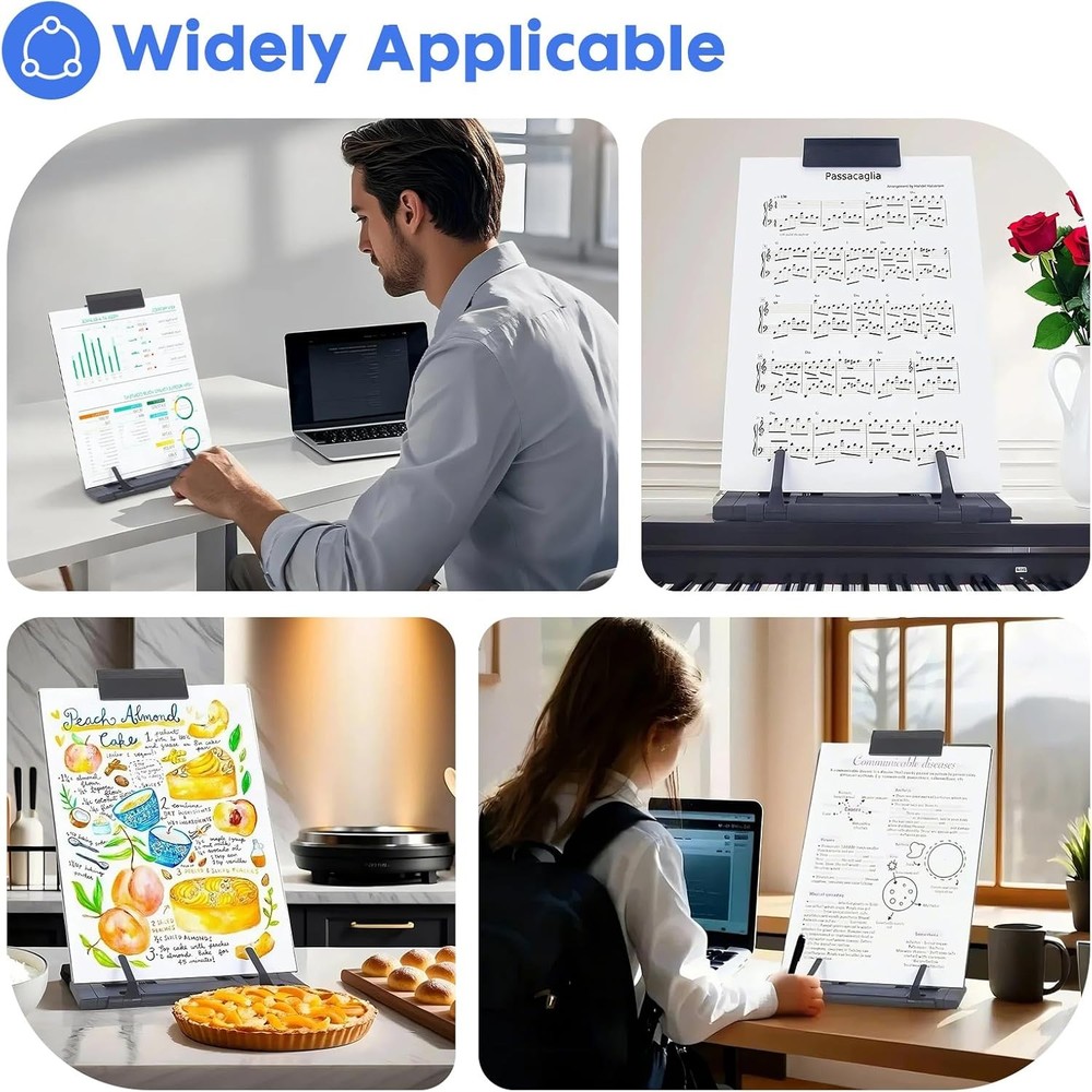 Adjustable Paper Stand Document Holder Black Metal