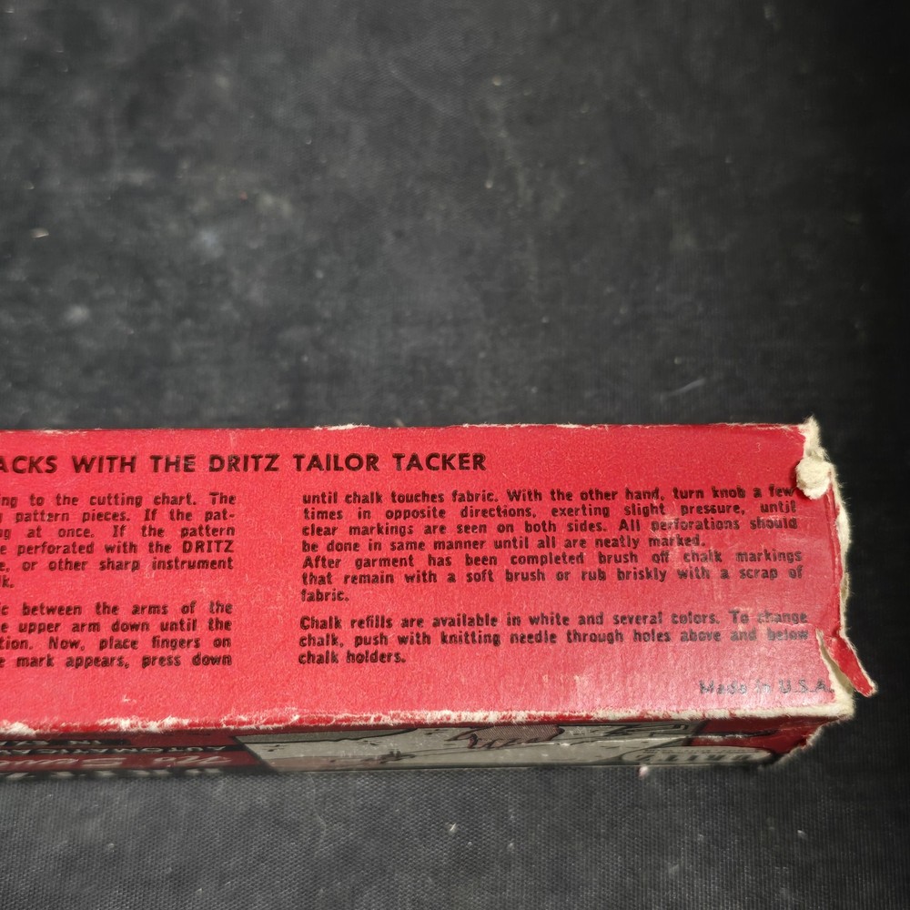Vintage Dritz Tailor Tacker Sewing Pattern Tool USA Aluminum Box