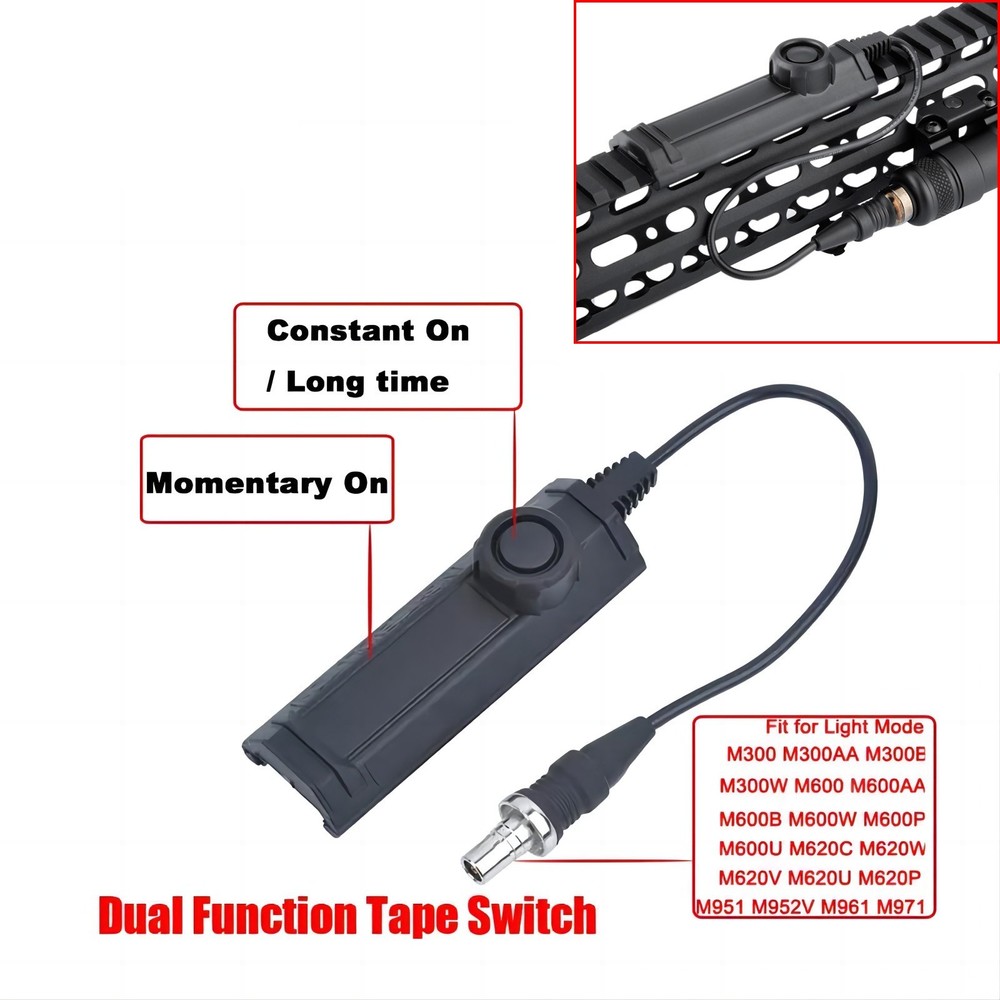 Flashlight Remote Dual Tailcap Tape Pressure Switch Assembly For M300 M600 M951