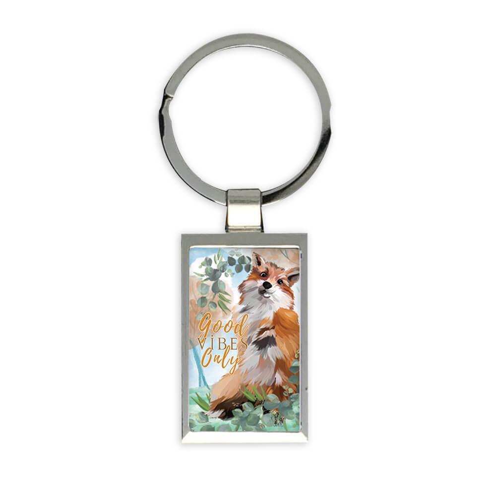 Fox Good Only : Gift Rectangular Keychain Quote Leaves Frame Cute Animal For Her