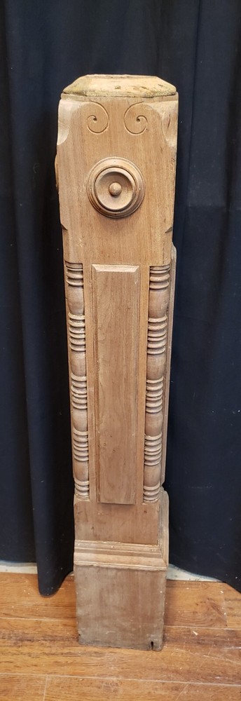 Restored Ornate Solid Walnut Newel Post 45 1/2" by 7 3/4"  GA9698