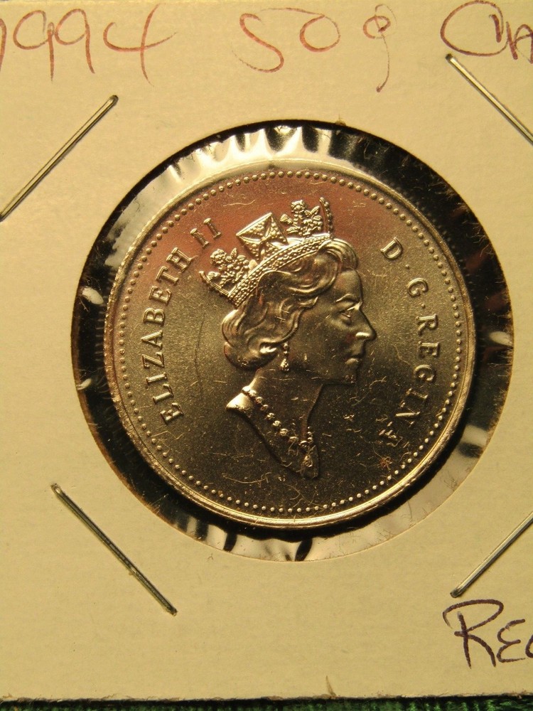 1994 CANADA 50c. SCARCE MINT ERROR with DoT in "G" & REGULAR 1994..2 COINS