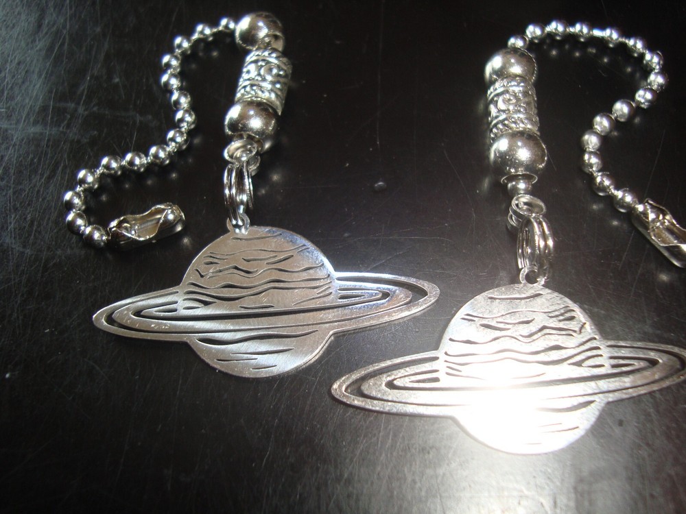 Pair Metal Planet Ceiling Fan Pull Chains – Decorative Light/Lamp Pulls