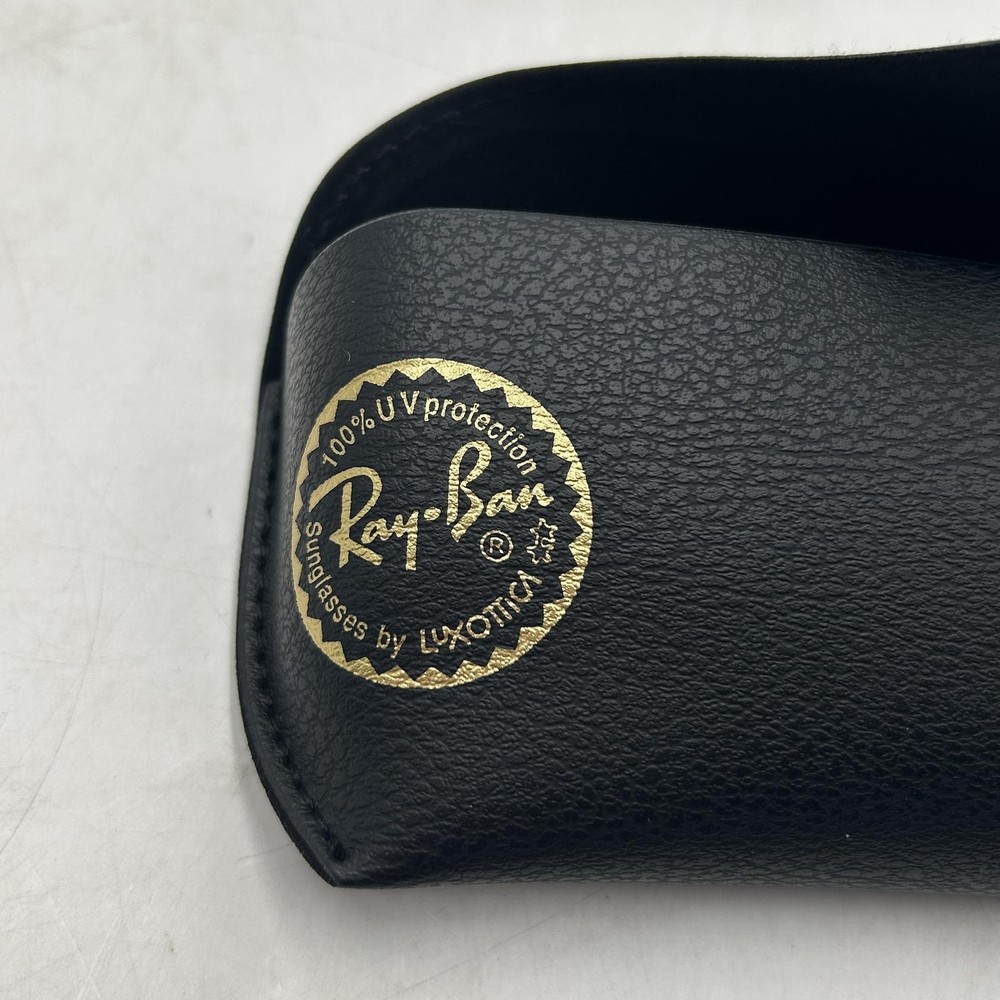 Ray-Ban Black Leather XL Case, Case Only (Black/Gold)