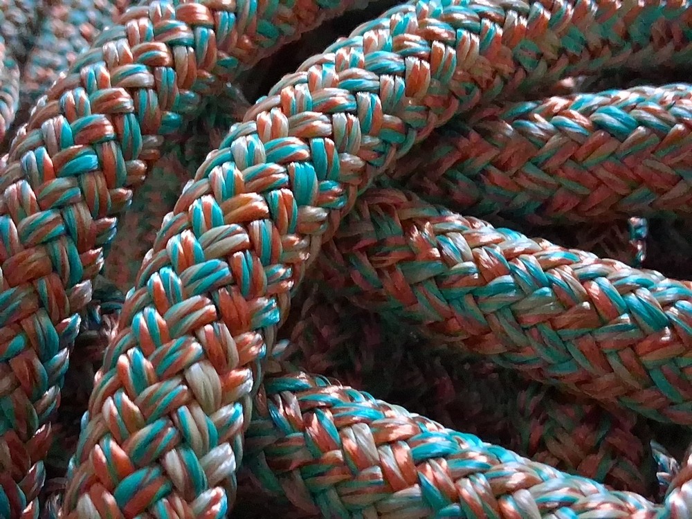 9/16 x 100 ft. Double Braid-Yacht Braid Polyester Rope. Turq/BO/Tan Blend