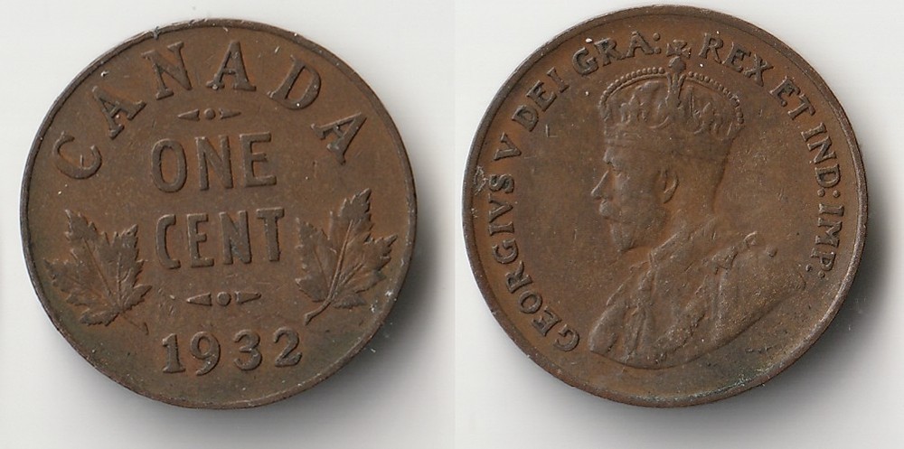 1932 Canada 1 cent coin