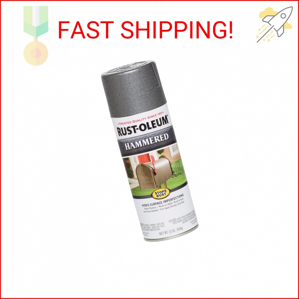 Rust-Oleum 7214830 Stops Rust Hammered Spray Paint, 12 oz, Gray