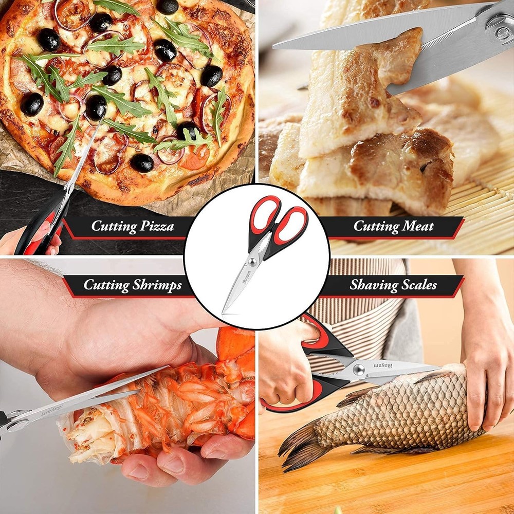 Kitchen Scissors All Purpose Heavy Duty 2 Pack with Protective Sheath, Stainl...