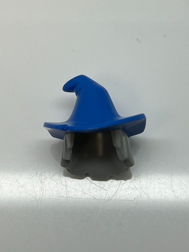 Lego Hat, Mid-Length Scraggly with Molded Blue Floppy Witch Hat Pattern HP#17