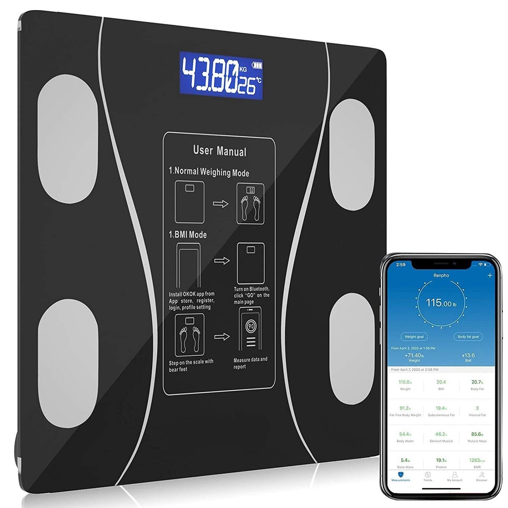 Smart Weight Scale Body Digital Bathroom Scale BMI Bluetooth Body Fat Scale US