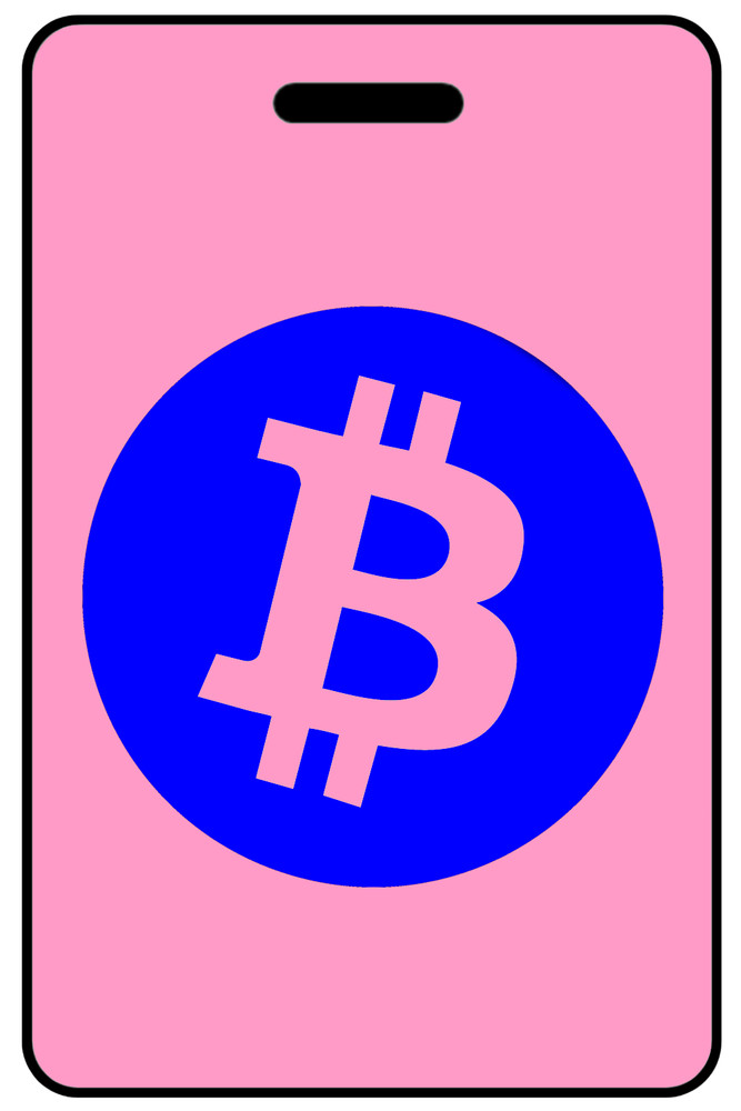 Pink Cryptocurrency Circle Blue Logo Luggage/Bag Tag - Personalized